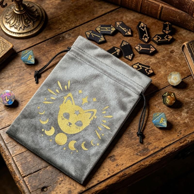 Velvets Tarots Card Storage Bag With Elegant Silk Screen Print Jewelry Pouches for Safe Storage And Stylish Carry