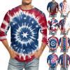 Herr Mode Casual Självständighetsdagen Tryck Hals Sju-punkts Ärm Topp T-shirt