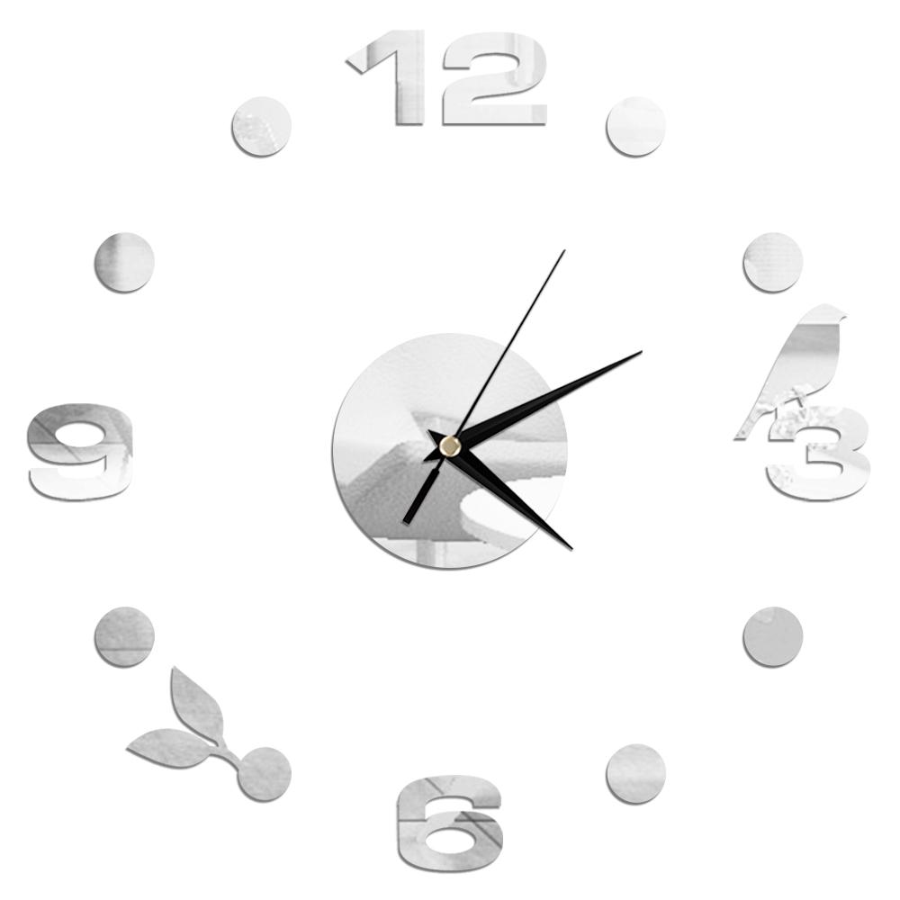 27inch Nordic Wall Clock Dining Restaurant Cafe Decorative Clocks Acrylic Mirror Wall Sticker Silent Quartz Watch Home Decor