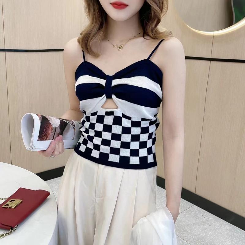 Chest Bow Halter Vest Women's Summer New Hollow Sexy Spice Girl Style Short Top