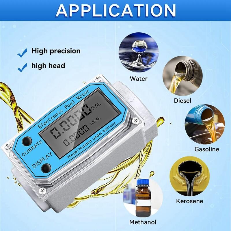 Turbine Digital Oil Meter LCD Heating Oil Flow Meter Diesel Gasoline Flow