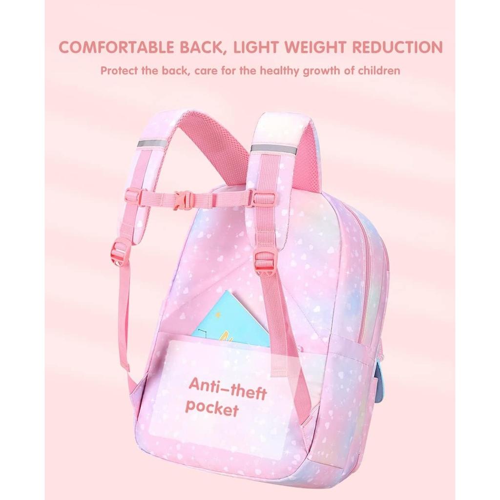 Kids Backpack Lightweight Waterproof Rainbow Backpack Large Capacity Cute School Bag for Teenagers Children Elementary Students (Rainbow Pink)
