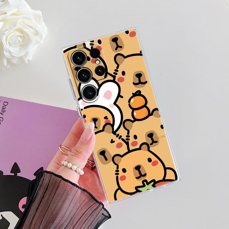 Capybara Cute Clear Case For Samsung Galaxy S26 S25 S24 S23 Ultra S20 S21 FE S22 Plus S26 Ultra S25FE Soft Silicone Phone Cover