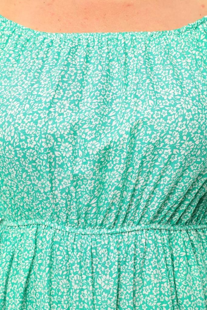 Kleid für große Größen für Damen, Plus Size, knackiges Blumenmuster, Sommer-Curve-Comfort-Modell, Kleid mit Ballonärmeln, elastischem Kragen und Taille