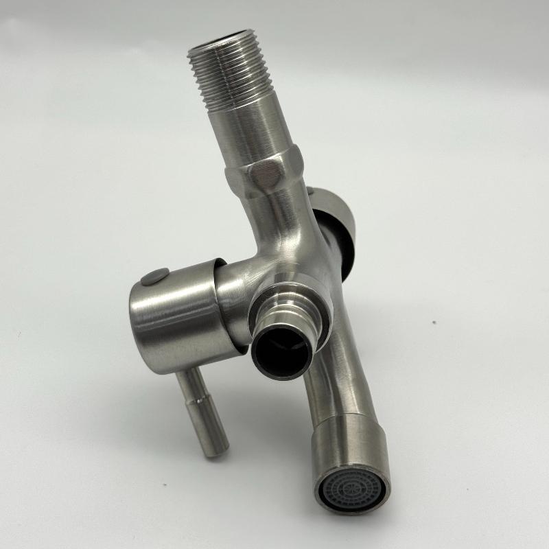 304 Stainless Steel Faucet One Into Two Out Multifunction Double-outlet Washing Machine Faucet Outdoor Garden Sink Pool Faucet