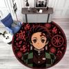 Classic Japanese-style Cartoon Demon Slayer Round Rug, Home Soft Decorative Anti-slip Yoga Mat and Chair Mat, Outdoor Floor Mat Carpet K5