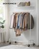 SONGMICS Clothes Rack with Wheels, Heavy-Duty Garment Rack with Extendable Hanging Rod, 130 kg Load Capacity, 45 x (110-150) x 160 cm, Chrome-Plated