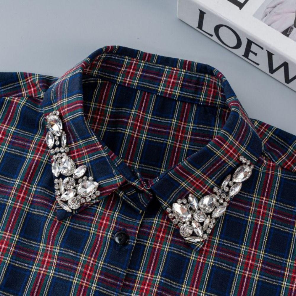 Lace Detachable Collar Rhinestones Shirt Collar False Shirt Collar  Halloween Decoration