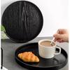 Round Wood Serving Tray, Solid Wooden Decorative Tray Non-Slip Tea Coffee Table Tray Snack Plate Food Meals Serving Tray with Raised Edges for Home