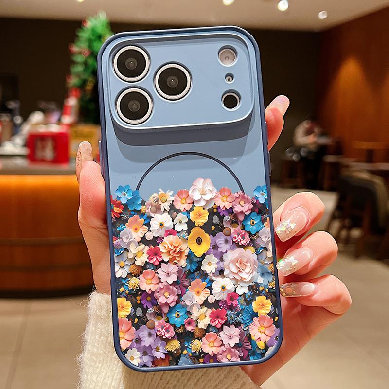 Colorful Floral Pattern Case For iPhone 17 Pro Max Hybrid TPU+PC Magnetic For Magsafe Matte Cover For iPhone 16 Pro Max 15 14 13