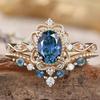 Trendy Blue Zircon Couple Rings: European & American Style Alloy Gold Rings for Women