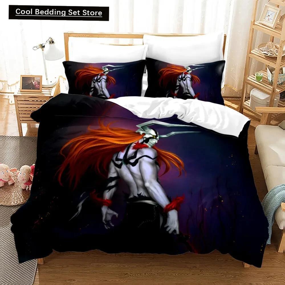 3D Anime Bleach Kurosaki Ichigo Duvet Cover Pillowcase Bedding Set Double Twin Full Queen King Adult Kids Bedclothes Quilt Cover