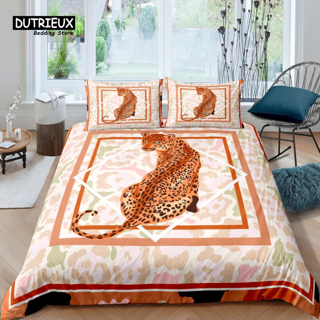 Home Living Luxury 3D Gold Leopard Bedding Set Bohemia Duvet Cover Pillowcase Queen And King Eu/Us/Au/Uk Size Comforter Bedding
