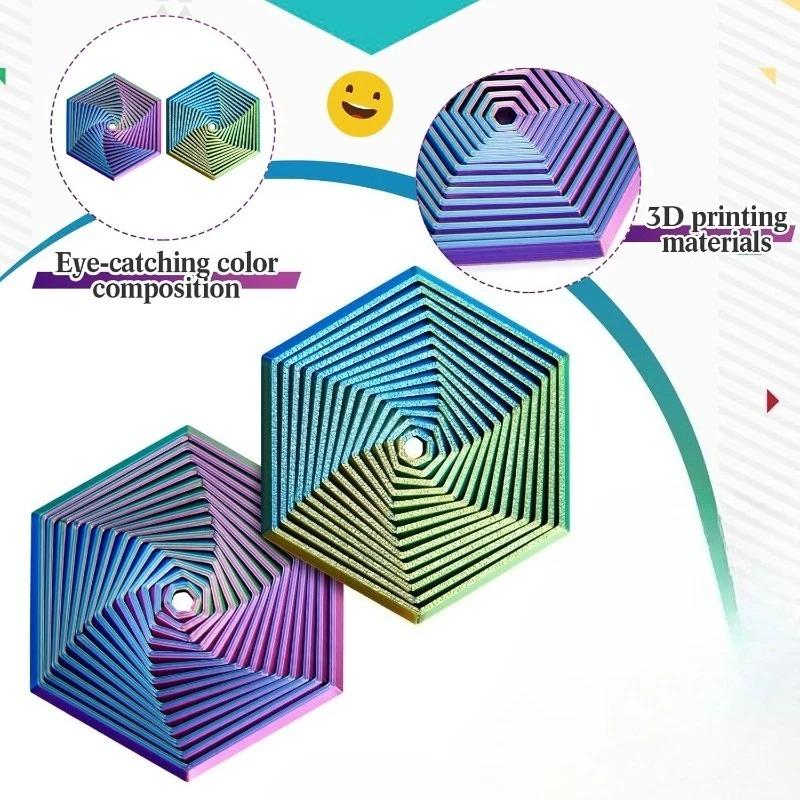 Fractal Fidget Hexagon 3D Printed Anti Stress Sensory Tool for Adults Meditation Tool Spiral for Anxiety Relief Birthday Gift