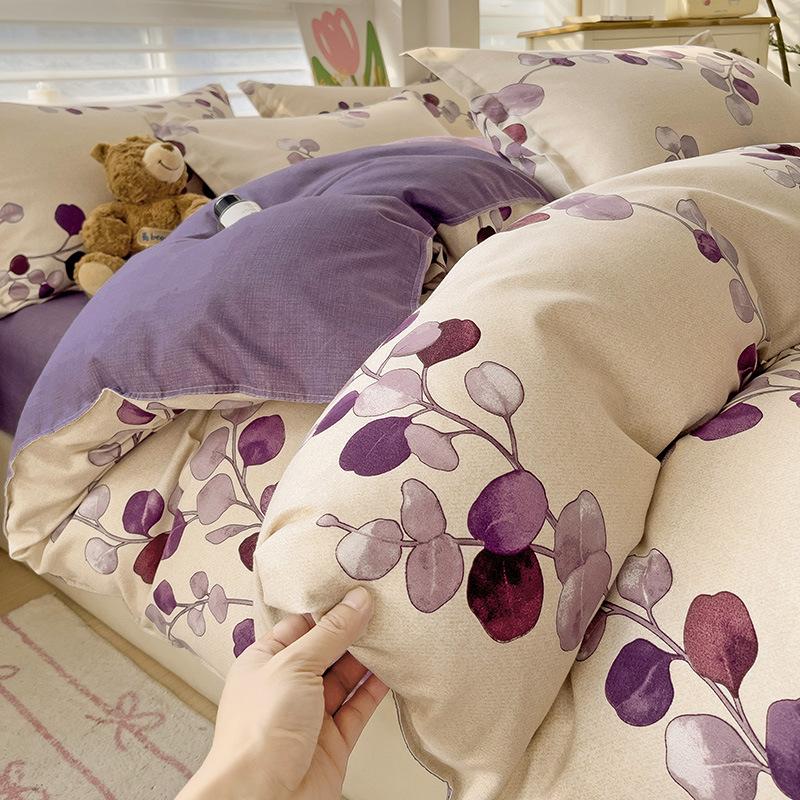 

Комплект из четырех предметов класса А для матери и младенца, маленький свежий, чистый, с потертостями, приятный к коже, простыня, пододеяльник из стиранного хлопка, студенческий общежитий, комплект из 3 предметов 1.5*2m single quilt cover