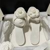 Fashion Sweet Camellia Simple Outdoor Slippers Women's Summer Elegant Style White Flower Outwear Low Heel Beach Creek Slippers Size 40