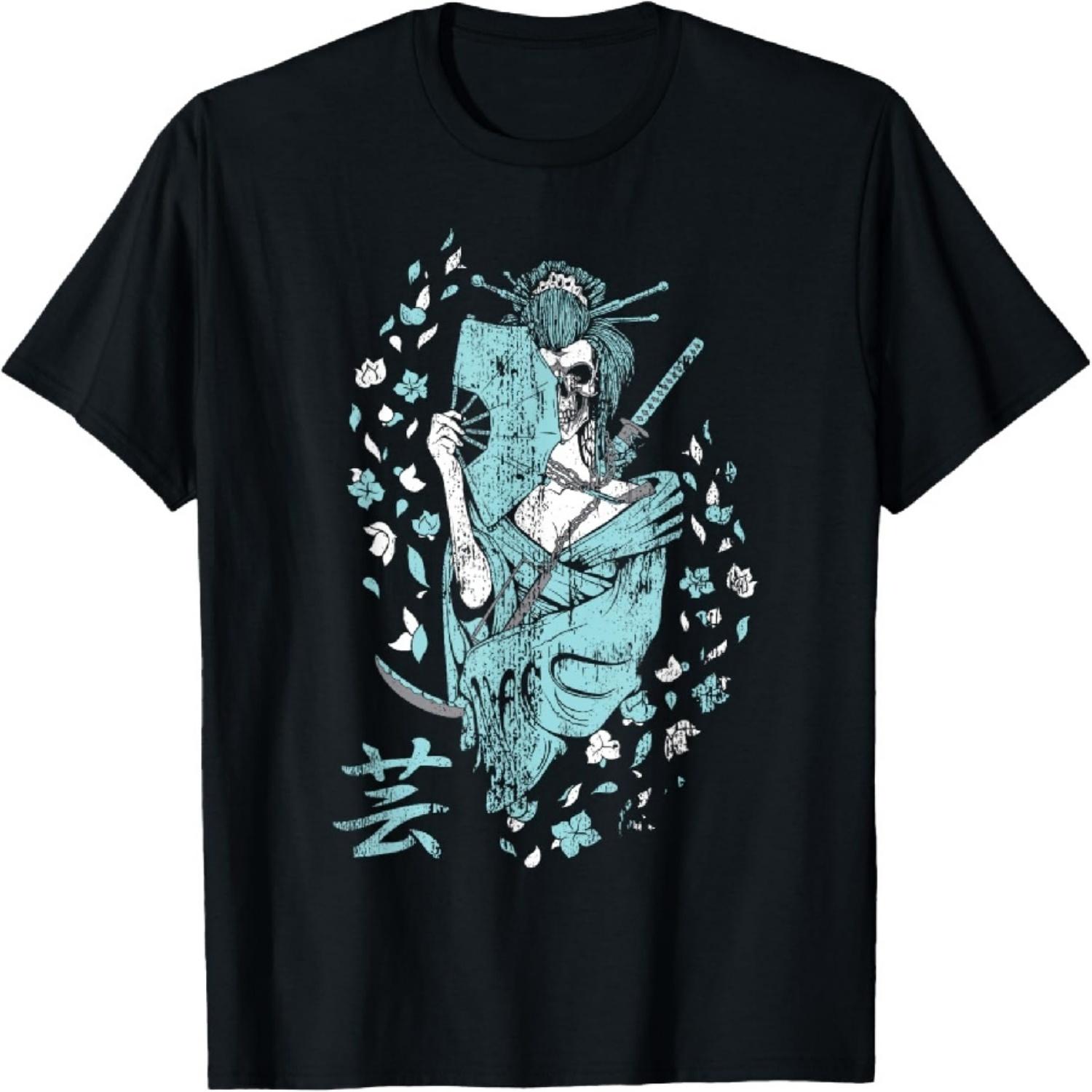 

Japanese Geisha Skeleton Gothic Floral Sugar Skull Gift T-Shirt XXXXXL різнокольоровий