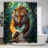 4Pcs Modern Art Shower Curtain Set with Non-Slip Bath Mat, Toilet Lid Cover, Contour Rug & 12 Hooks, Bathroom Decor