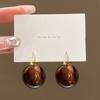 Maillard Leopard Print Ball Earrings Women's Autumn and Winter New Versatile Cold Wind Ear Buckles Retro Fashion Temperament Ear Accessories