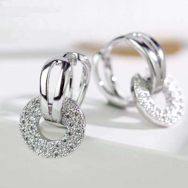 

CAOSHI Stylish Women s Drop Earrings Modern Style Ear Accessories for Party Gold Color/Copper Color Shiny Zirconia Zircon Gift