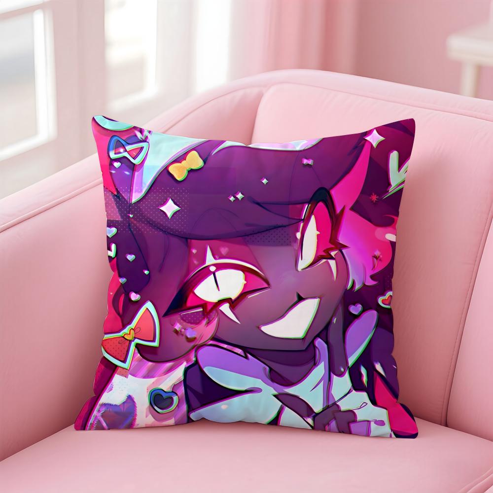 H-Hazbin H-Hotel Anime Cushion Cover Home & Car Multi-Scene Pillow Cover - Reversible, Soft & Durable for Daily Use