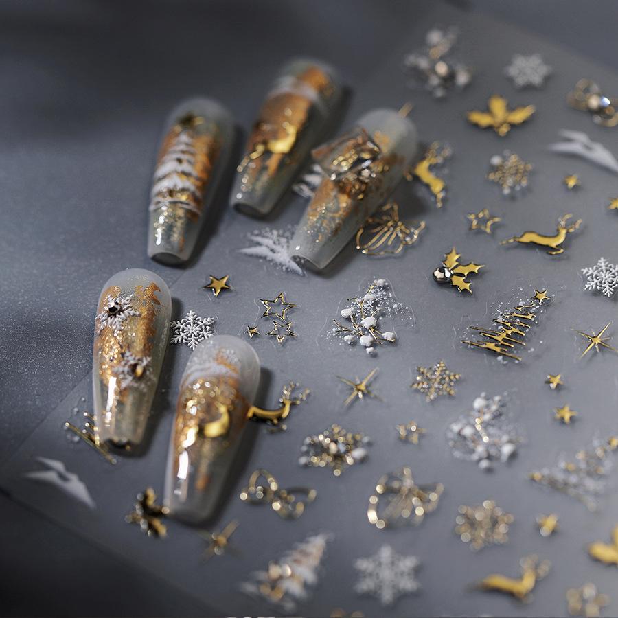 Winter Weihnachten 3D Prägung Klebe Nail Art Sticker Nail Art Dekoration Maniküre Abziehbild