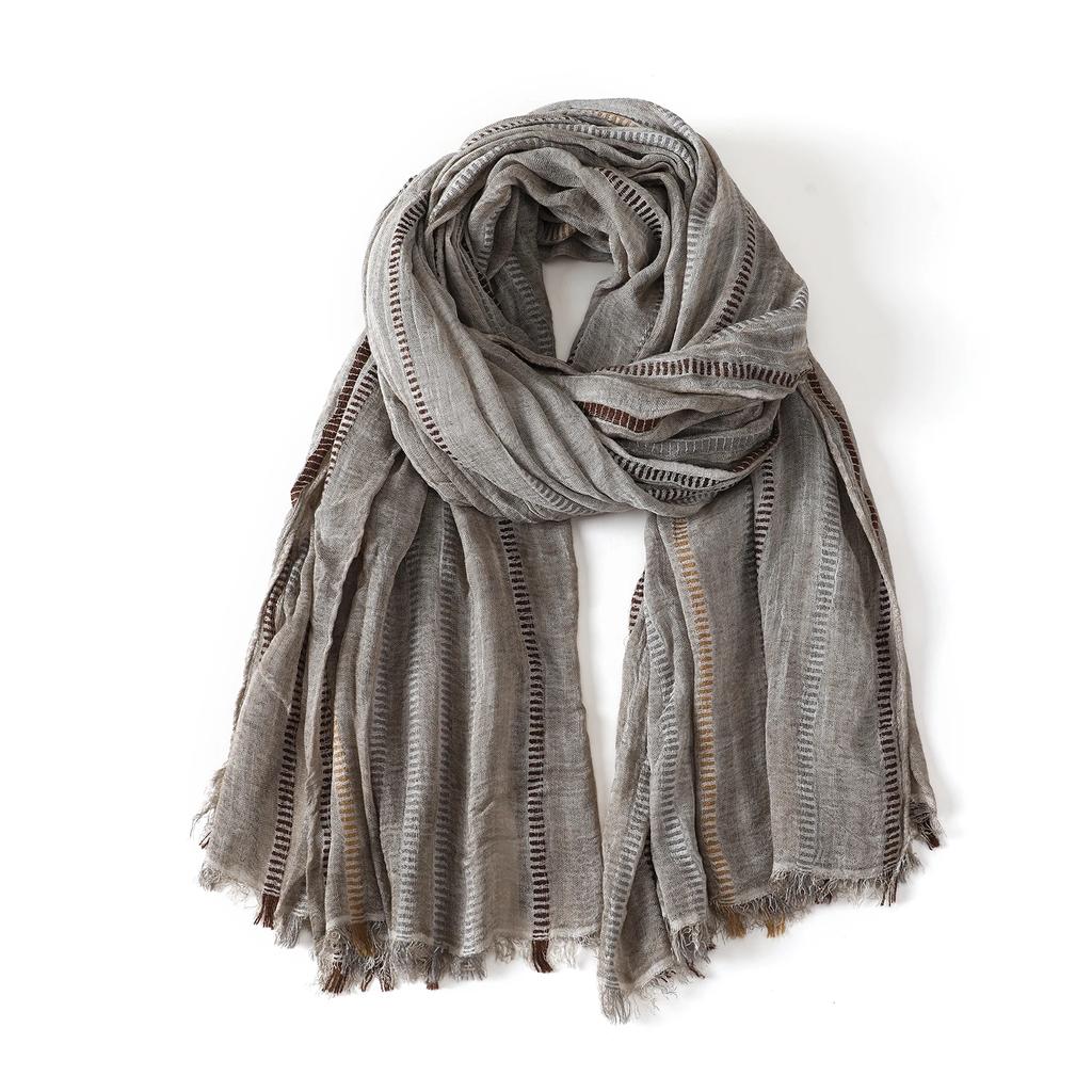 Fashion Striped Cotton Linen Scarf for Men