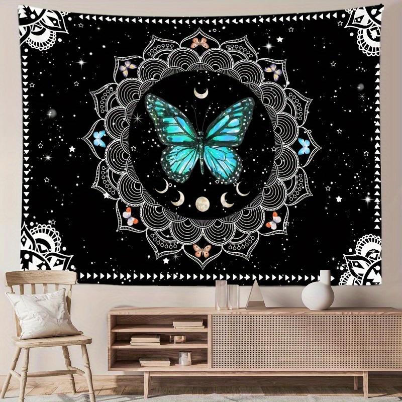 VIKAMA Ins Black White And Blue ColourBlocked Butterfly Tapestry Artistic Decorative Tapestry For The Living Room Or Bedroom