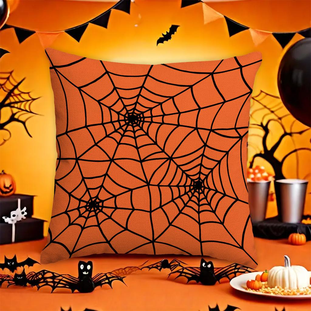 1Pc/4Pcs Halloween Pillow Cover, Halloween Witch, Ghost, Pumpkin Head, Living Room, Bedroom Sofa Decoration Cushion Cover