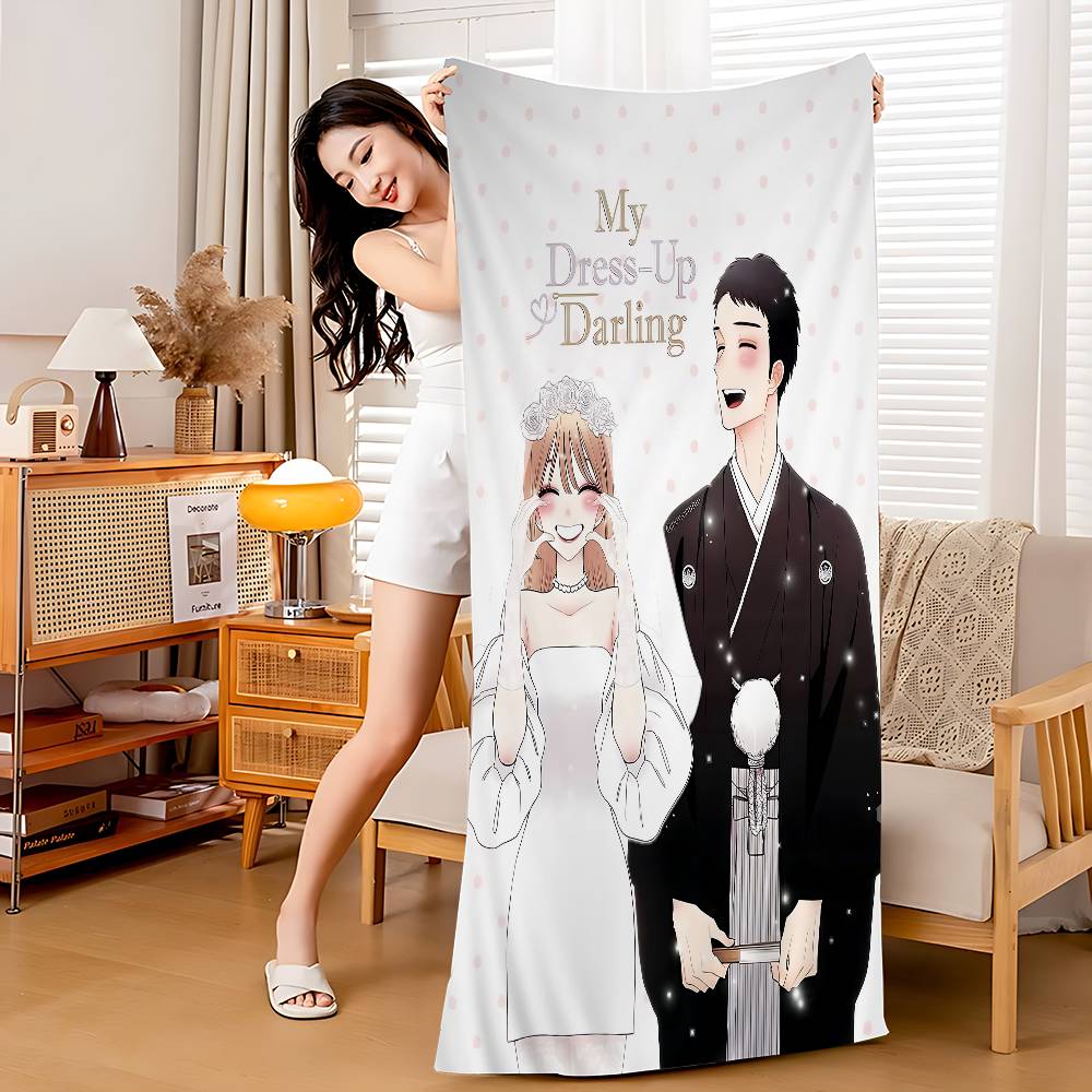 Anime My Dress Up Darling Microfiber Blanket Quick Drying Beach Towels Oversized Printing Super Absorbent Pool Towel Blanket