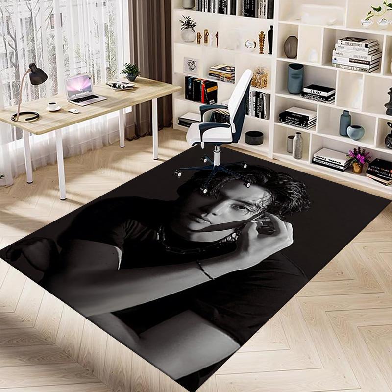 Monochrome Portrait Expression Carpet For Playroom Bedroom Living Room Sofa Home Decorkids Game Area Rug Nonslip Floor Mat