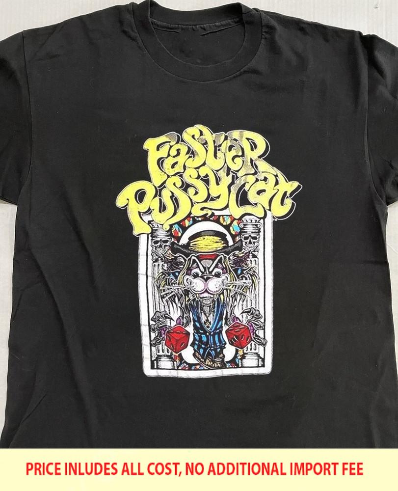Vintage 80s Faster Pussycat Band Black Cotton S-5XL Shirt LL748 Unisex T-Shirt S