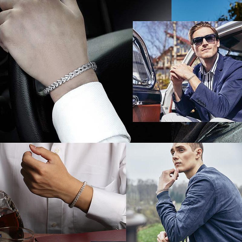 Xiaomi Vnox Franco-Kettenarmbänder für Herren, Quadratische mehrlagige kubanische Kettenglieder-Armband aus Edelstahl, Lässiger männlicher Punk-Schmuck