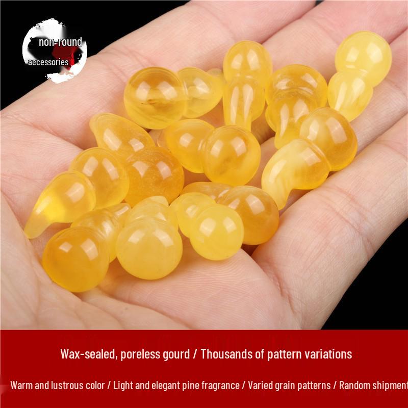 Carved Honey Wax Gourd Cypress Seed Bodhi Prayer Bead Bracelet with Wenwan Ornaments 16-18mm each