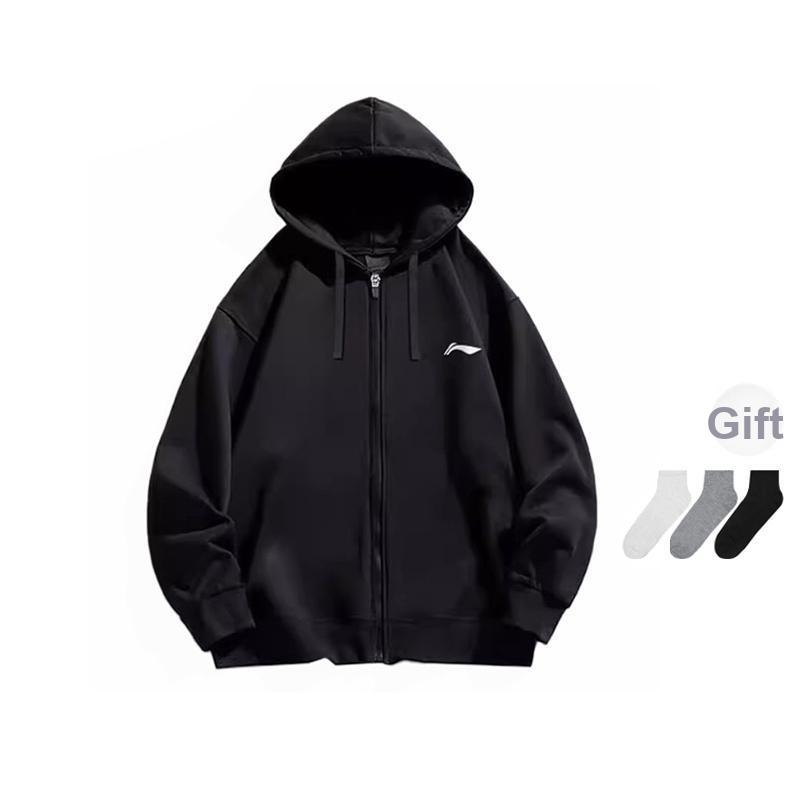 Li-Ning Casual Sports Zip-Up Hoodie Jacket Men jackets Standard-Black AWDR567-1