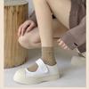 5pairs Crew Length Mid Tube Socks Tulip Floral Embroidery Ruffle Socking  Autumn Winter