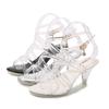 Cross Strap Crystal Transparent Fashion Medium Heel Stiletto High Heel Sandals