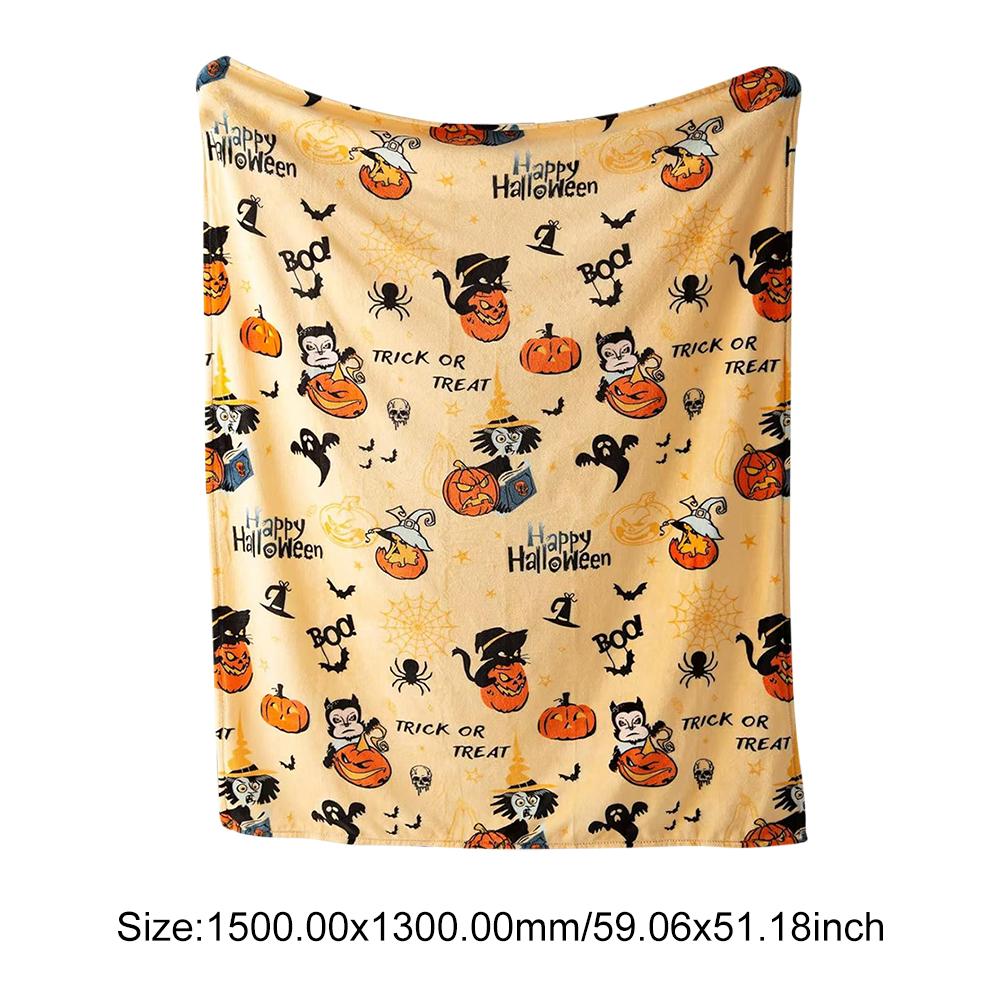 Halloween Throw Blankets Pumpkin Ghost Thin Blanket Reversible Fleece Warm Cozy Blanket Nap Blanket for Sofa All Season use Gift