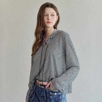 Hooded T shirT Loose fiT sTripe zf08qT002na