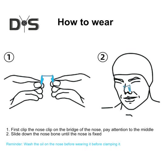 Svømming neseklemme Myk silikon neseklemmer hindrer vanninntrenging Vannsport neseklemme med oppbevaringsboks for dykking Svømming