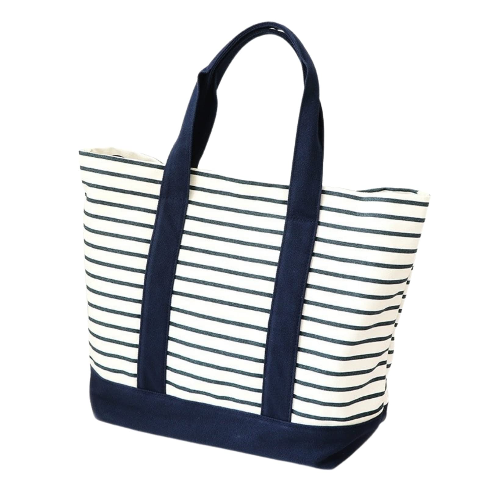 APOSITV Женская полосатая сумка-тоут большой вместимости, Дизайн MarineOutdoor, Холщовая ткань, Темно-синий (синий)
