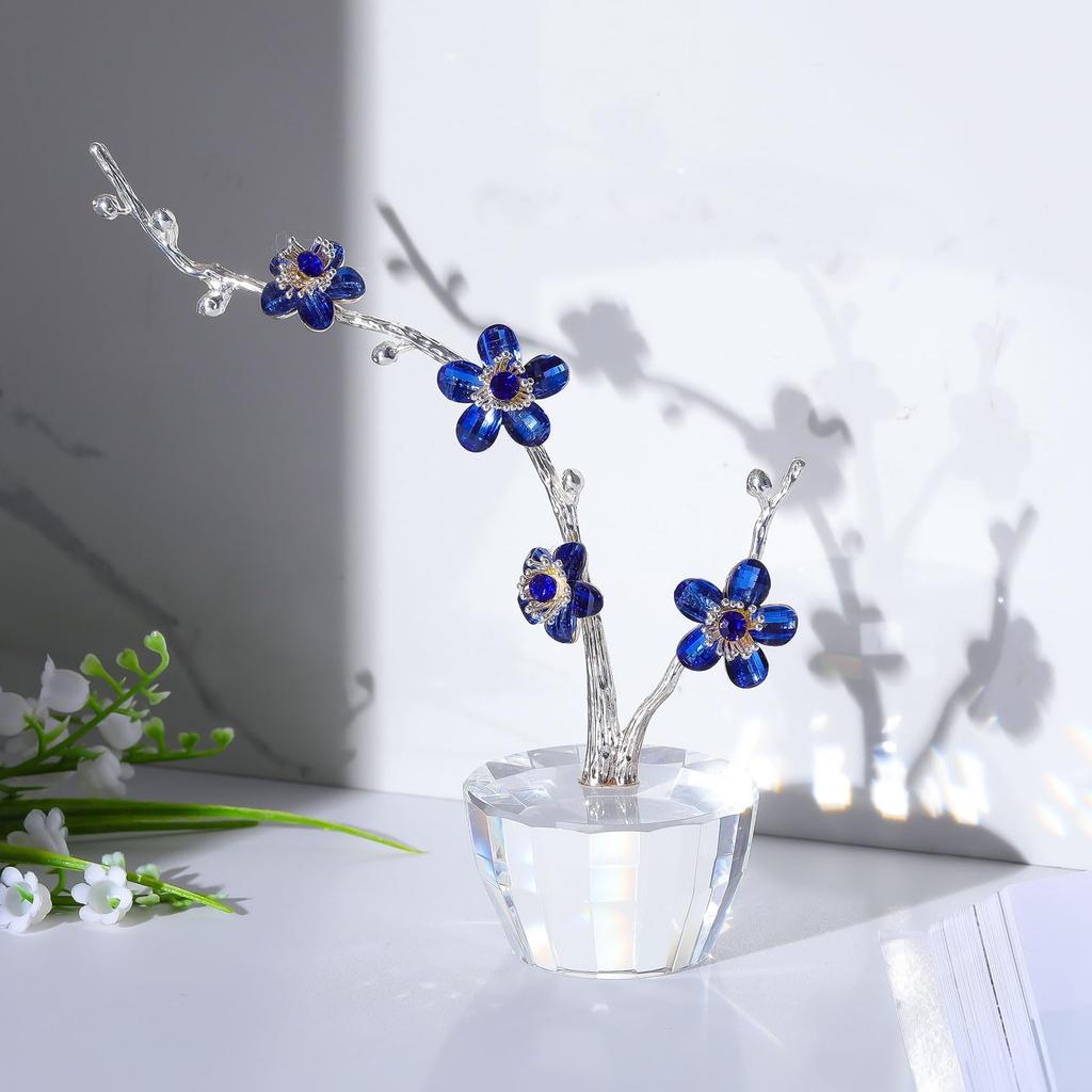 Kertari Birthday Gift for Women Popular K9 Crystal Flower Artificial Flower Ornament Interior Day 60th Birthday Celebration Wedding Anniversary