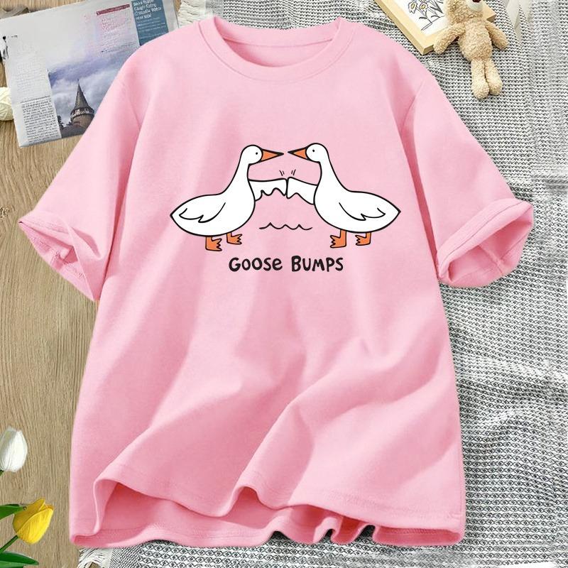Silly Goose Bumps T Shirt for WOMEN Unisex Funny Cotton Printed Tshirt Summer Short Sleeve Loose Oversized Tees Unisex Streetwear