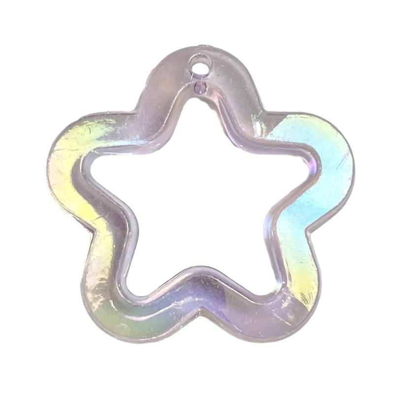 5Pieces 31mm Small Star Shape Pendant with Hole Crystal Star Loose Beads for Jewelry Making DIY Crfat Muitcolor Beads