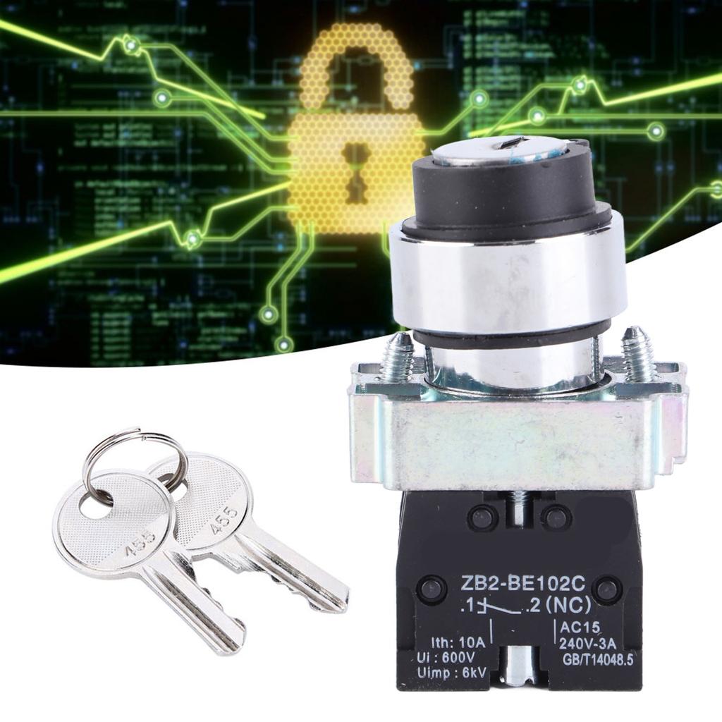 2 Position Key Switch Self?Reset Power Lock Conversion Rotation Locking + Key ZB2?BE101 ZB2?BE102C