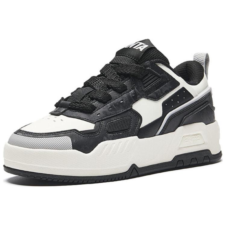 New Anta Anti Slip Wear Resistant Low Top Skateboard Shoes Men's Black White 112438028-3