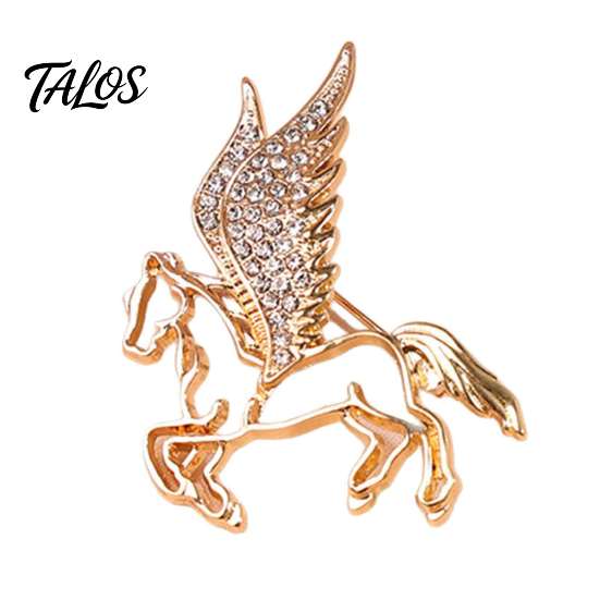 Rhinestone Horse Lapel Pin Flying Brooch, Hollow Winged for Men Elegant Jewelry Women, Decorative Badge Clothes Bag Hat Scarf Suits Animal Alloy