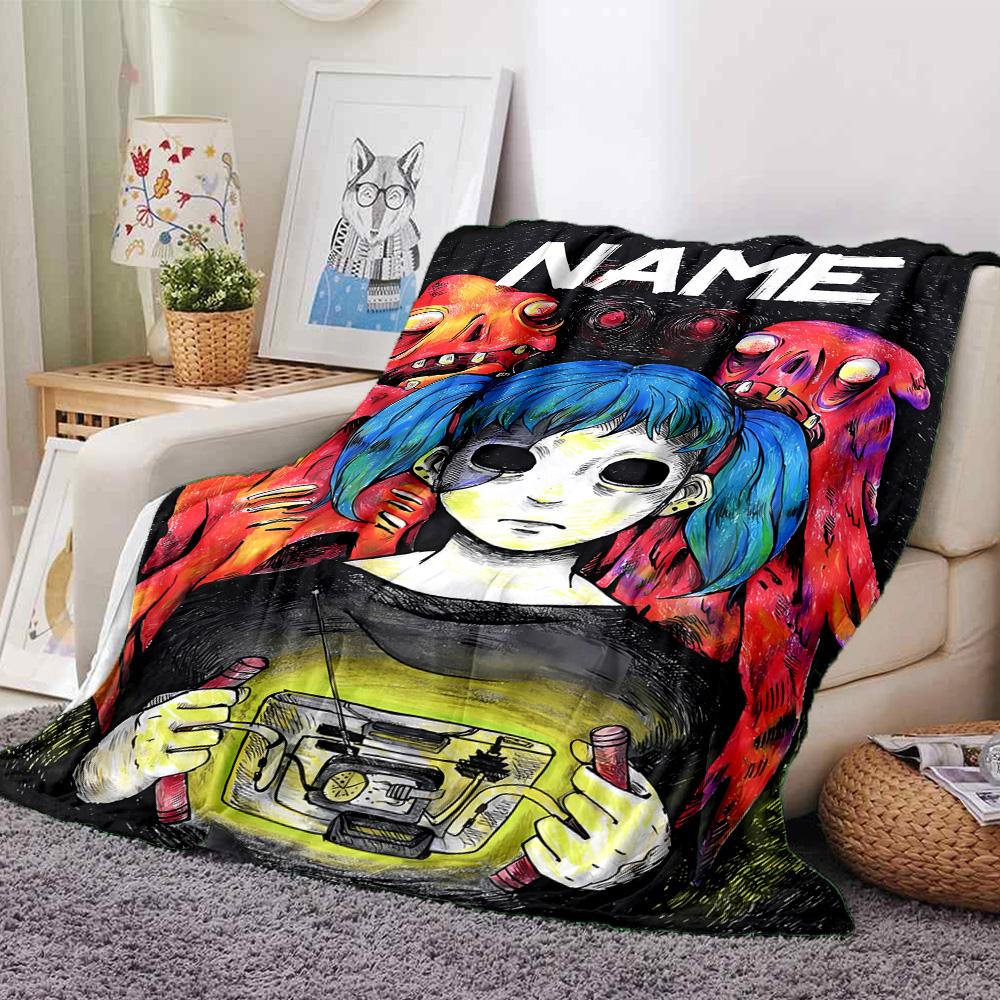 Customiz Name Personality Sally Face Blanket Soft &Warm Sofa Office Bed Travel Lunch Break Blanket, Gift Suitable All Seasons