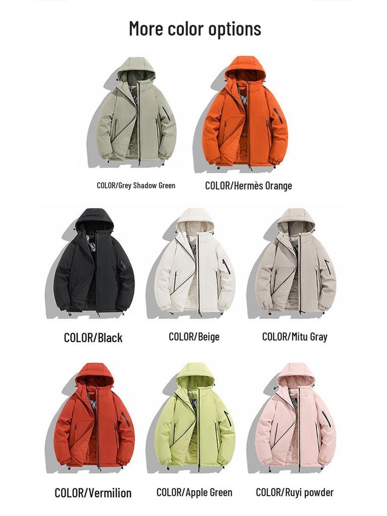 Men's Winter Graphene-Lined Hooded Jacket: Warm, Thick, Loose Fit for Outdoor Sports