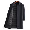 Winter Men's Long Wool Coat Pack Removable Down Liner Wool Coat Jacket